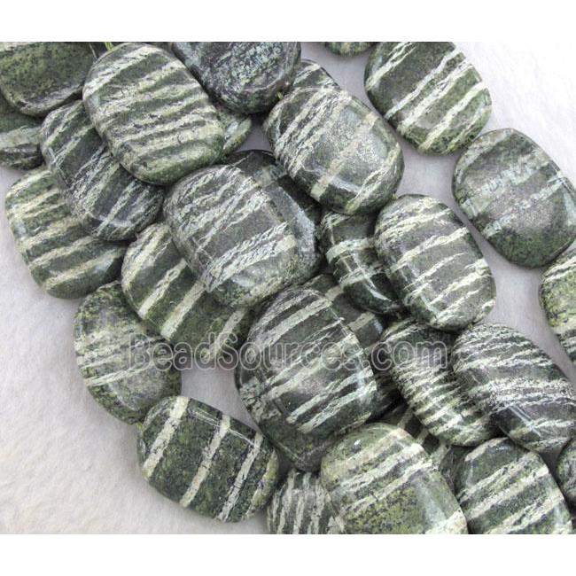 Green Silver-line Jasper Beads, freeform