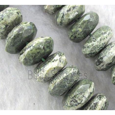 Natural Green Silver-line Stone Beads, faceted rondelle