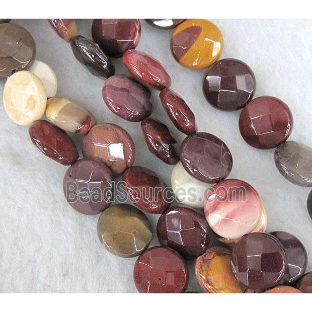 Mookaite jasper Beads, faceted flat-round