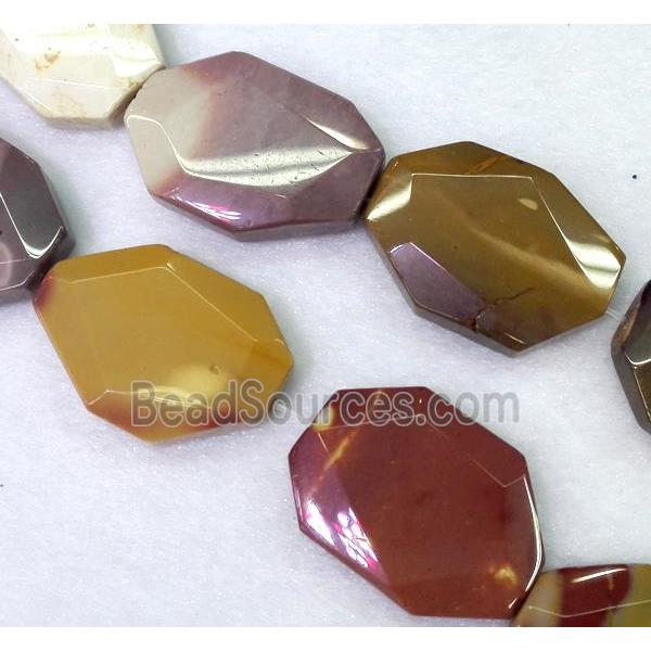 Mookaite beads, slice, faceted freeform