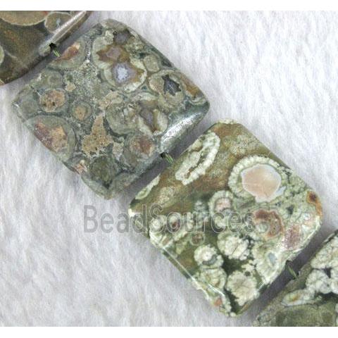 natural Rhyolite beads, green, square