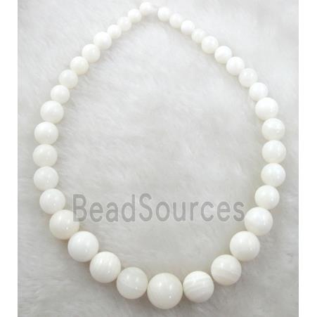 Tridacna shell necklace, round, white