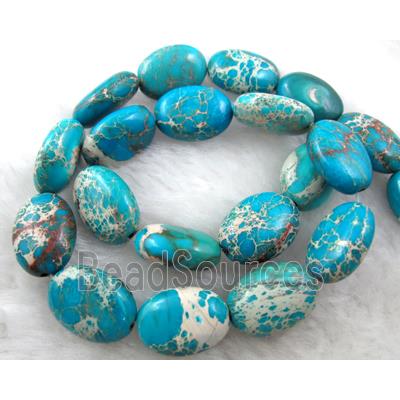 Sea Sediment Beads, flat oval, blue