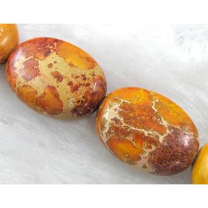 Sea Sediment Bead, flat oval, yellow