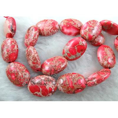 Sea Sediment Beads, flat oval, pink