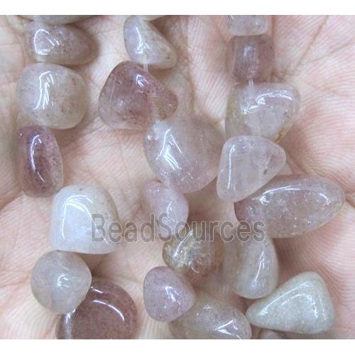 strawberry quartz beads chips, freeform