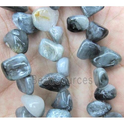 hawk eye stone chip beads, freeform