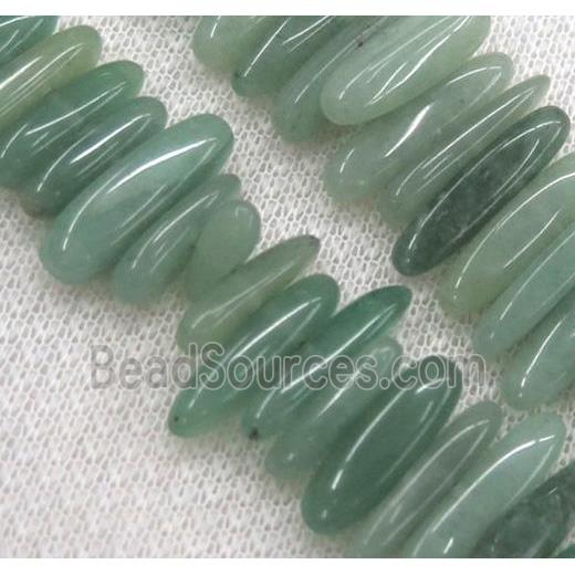 green aventurine stick beads, freeform