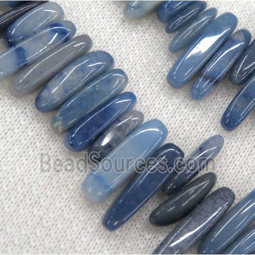 blue aventurine chip beads, freeform stick