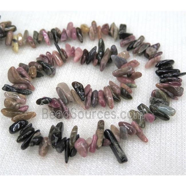 tourmaline beads, chip, freeform stick