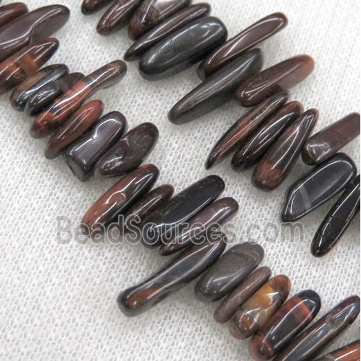 red tiger eye beads, chip, freeform stick