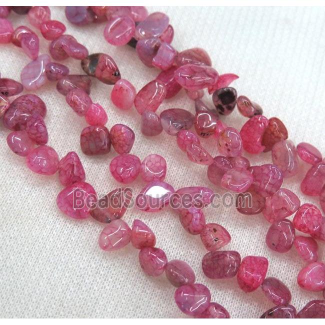 pink dragon veins agate chips bead, freeform