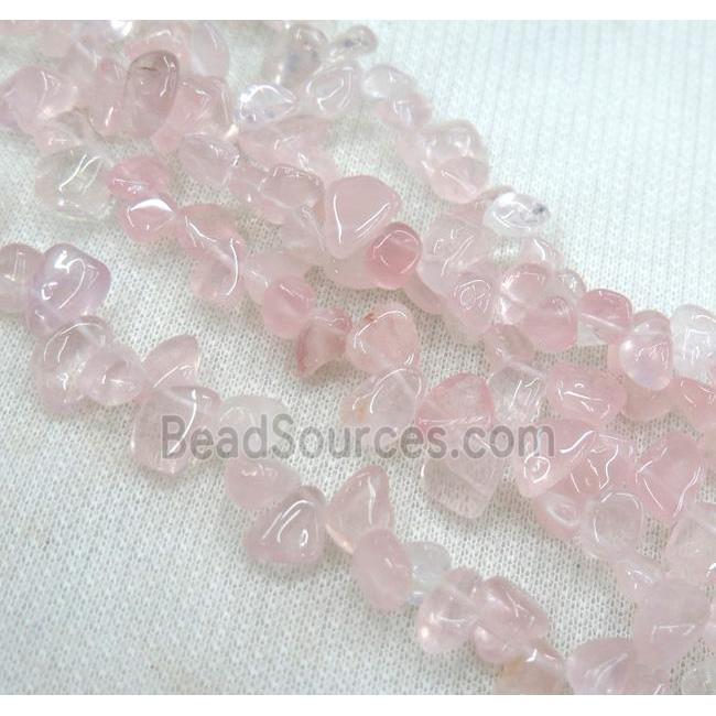 rose quartz chip beads, freeform