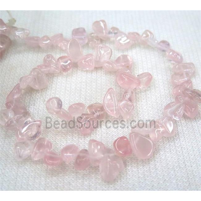 rose quartz chip beads, freeform