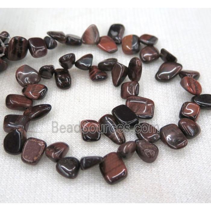 red tiger eye stone bead, chip, freeform
