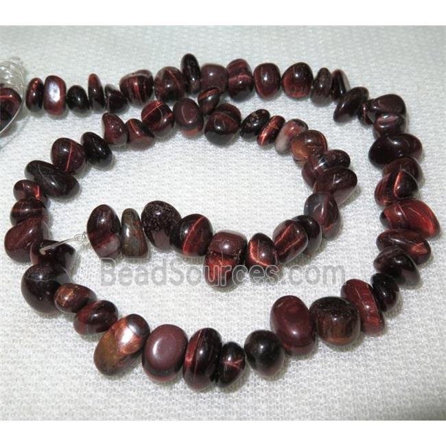 red tiger eye beads, freeform chip