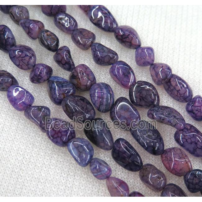 dragon veins agate bead chips, freeform, purple