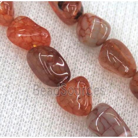 dragon veins agate bead chips, freeform, red