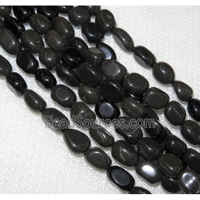 black obsidian chips bead, freeform