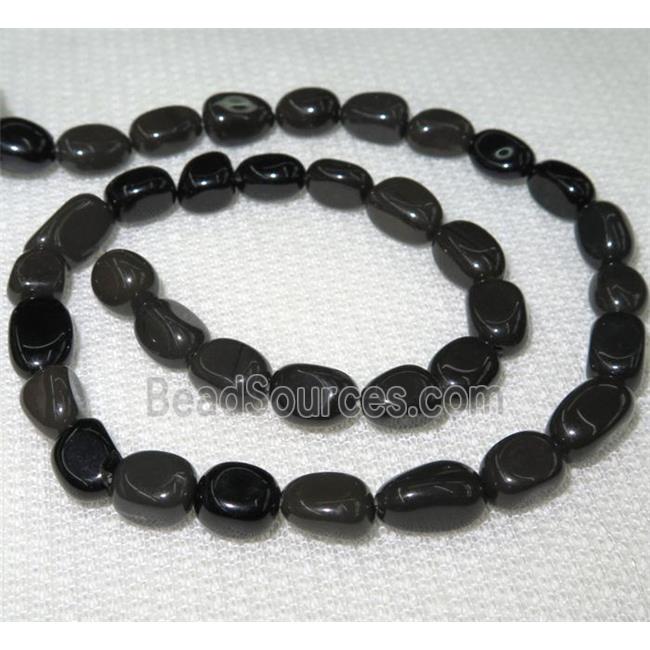 black obsidian chips bead, freeform