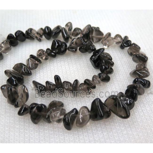 smoky quartz chips bead, freeform