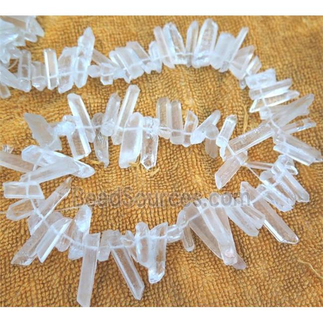 clear quartz bead, stick, freeform