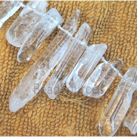 clear quartz bead, stick, freeform, polished