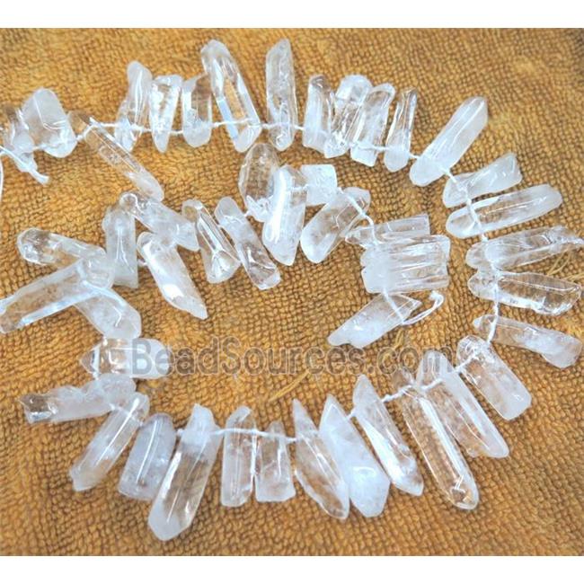 clear quartz bead, stick, freeform, polished