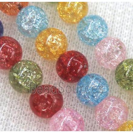 round crackle glass crystal beads, mixed color