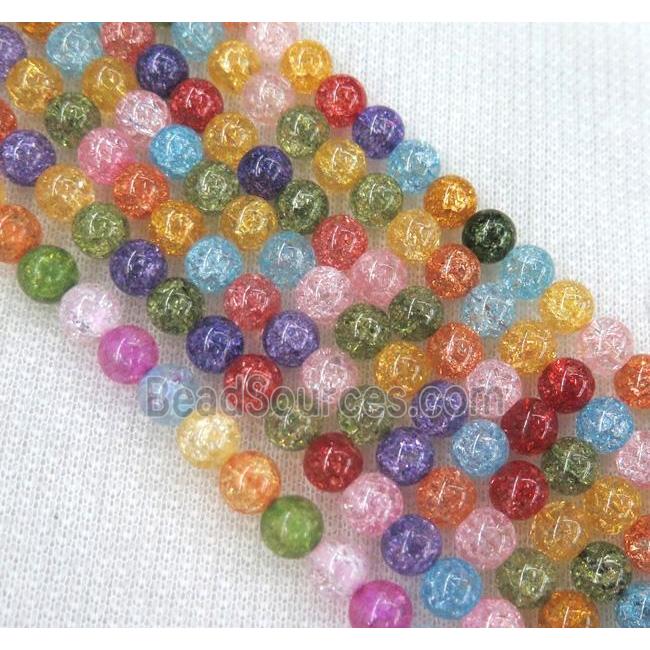 round crackle glass crystal beads, mixed color