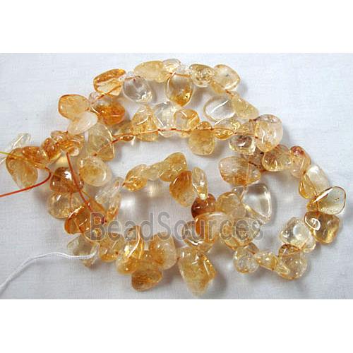 Citrine beads, freeform Drips, Top-Drilled