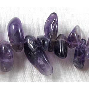 Amethyst beads, freeform Chips, Top-Drilled