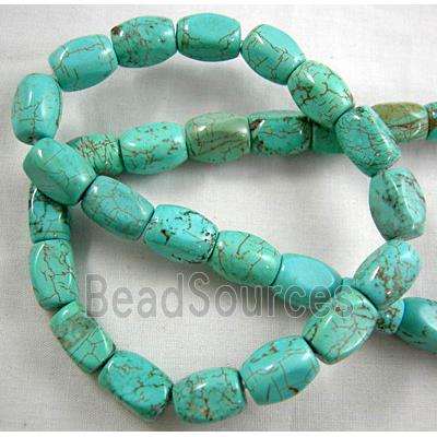 Chalky Turquoise beads, Faceted Barrel