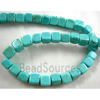 Chalky Turquoise beads, Cube