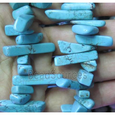 Chalky Turquoise beads, freeform, blue treated