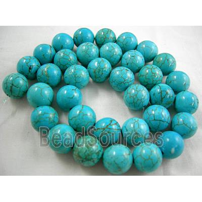 blue Assembled Turquoise beads, round