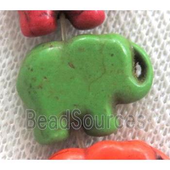 green synthetic Turquoise elephant beads