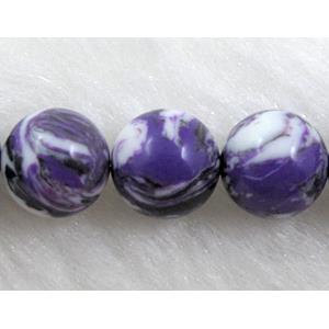 Striation Turquoise beads, Stabilized, round