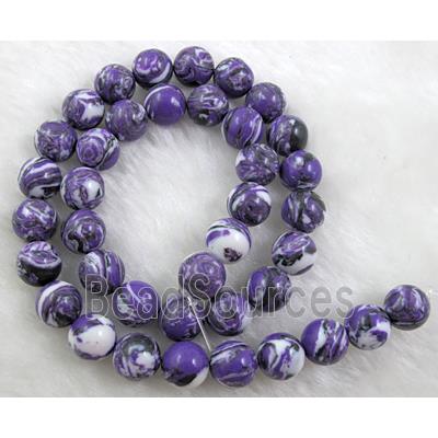 Striation Turquoise beads, Stabilized, round