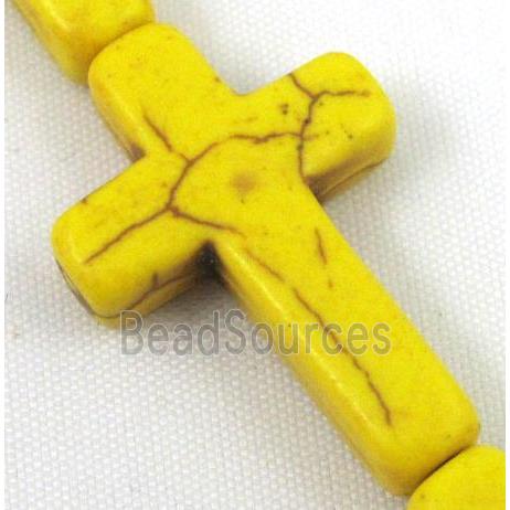 yellow synthetic Turquoise cross beads