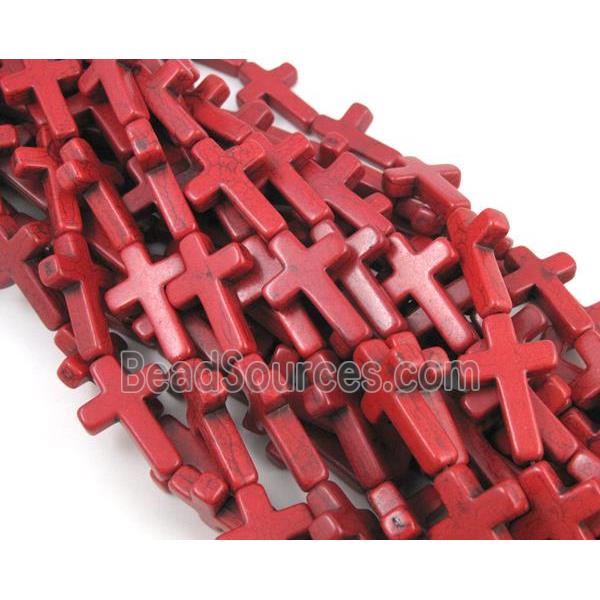 red synthetic Turquoise cross beads