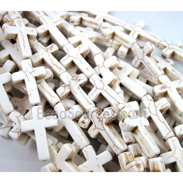 white synthetic Turquoise cross beads