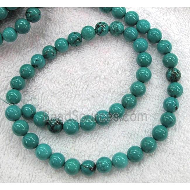 green Turquoise Beads, round