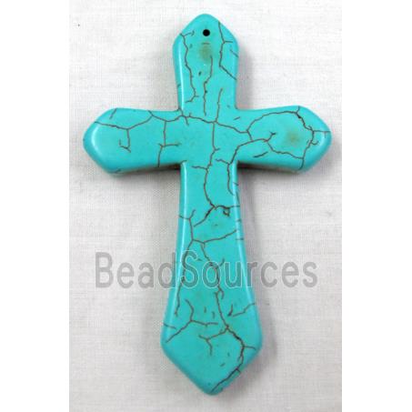 Chalky Turquoise, stabilized, Crosses Pendant