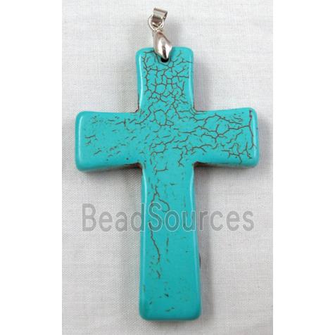 Chalky Turquoise, stabilized, Crosses Pendant