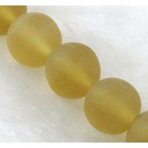 sea glass beads, round, matte, coffee