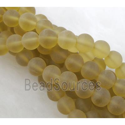 sea glass beads, round, matte, coffee