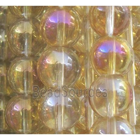 round glass crystal beads, gold-champagne