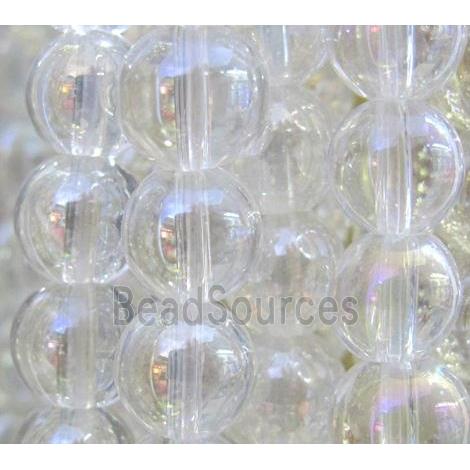 round glass crystal beads, AB color electroplated