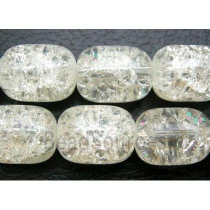 Clear Crackle Glass Beads, barrel